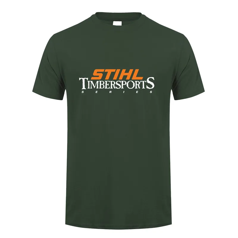 Forest green Stihl Timbersports серия футболка мужская с коротким рукавом хлопок лето Человек Stihl Футболка мужская футболка DS-004 - Цвет: Forest green