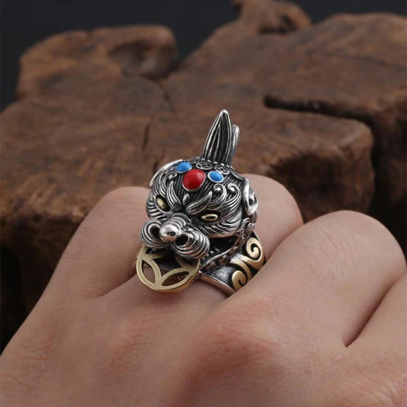 2019 Лаки храбрых войска инкрустированные бирюзовый регулируемое кольцо 100%