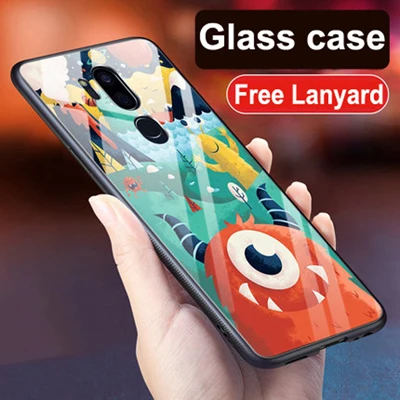 Для LG G7 чехол G7ThinQ животный узор закаленное стекло задняя крышка чехол LGG7 G7 ThinQ G710 ударопрочный стеклянный чехол для LG G7 тонкий Q
