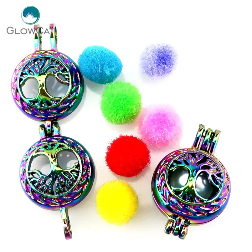 C23 5pcs/lot Rainbow Color 22mm Life Tree Pearl Cage Pendant Locket Fairytale Party | Украшения и аксессуары