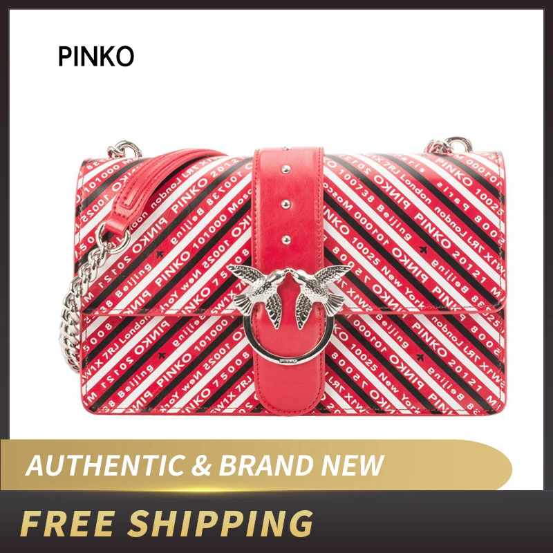 Сумка через плечо PINKO Love Logomania из натуральной коровьей кожи 1P21BV Y5FA|Сумки с ручками|