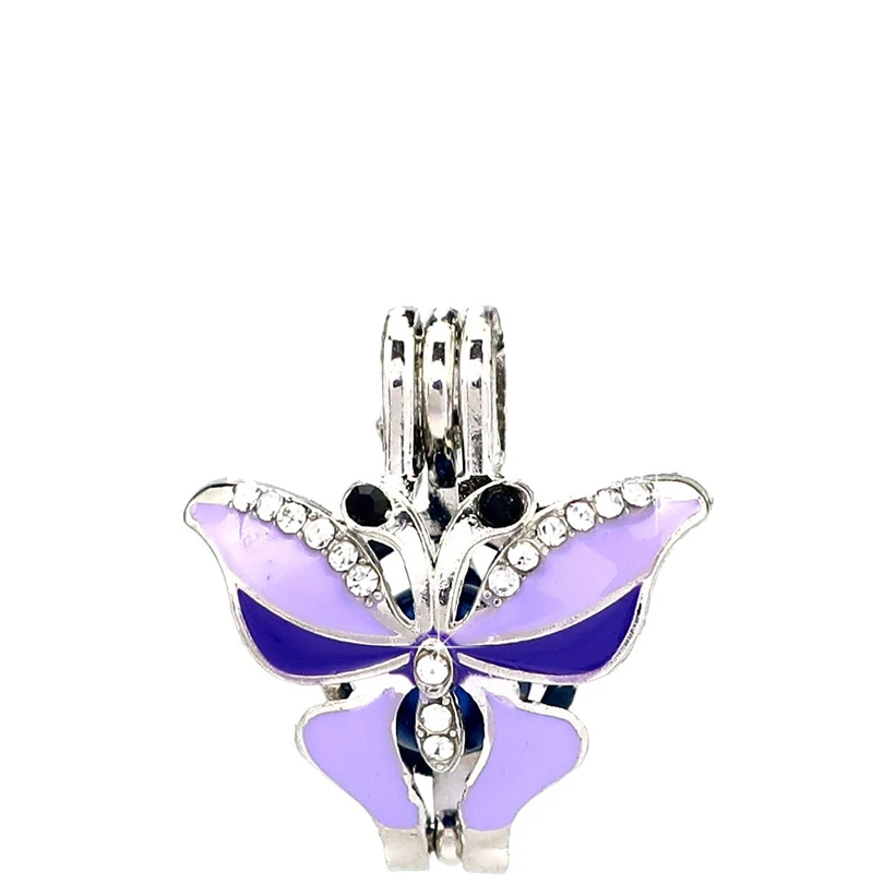 K1051 5 шт./лот эмалевые бусины-бабочки со стразами клетка Кулон медальон Сказочный диффузор эфирного масла для вечеринки