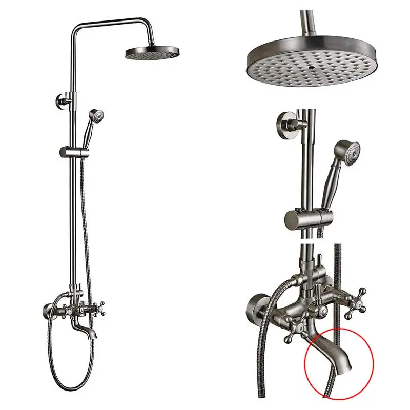 Brushed Nickel B01 Матовый никелевый смеситель для душа с двойной ручкой водопад Дождь душ смесители с Handshower настенный душ для ванной душ горячий холодный кран - Цвет: Brushed Nickel B01