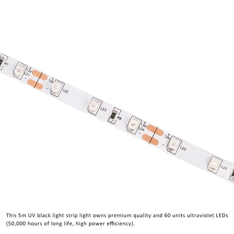 12 V УФ-ультрафиолетового 395-405nm светодиодные полосы черного света 5050 SMD 5 M Neon светящаяся лента лампа для DJ флуоресценции Вечерние