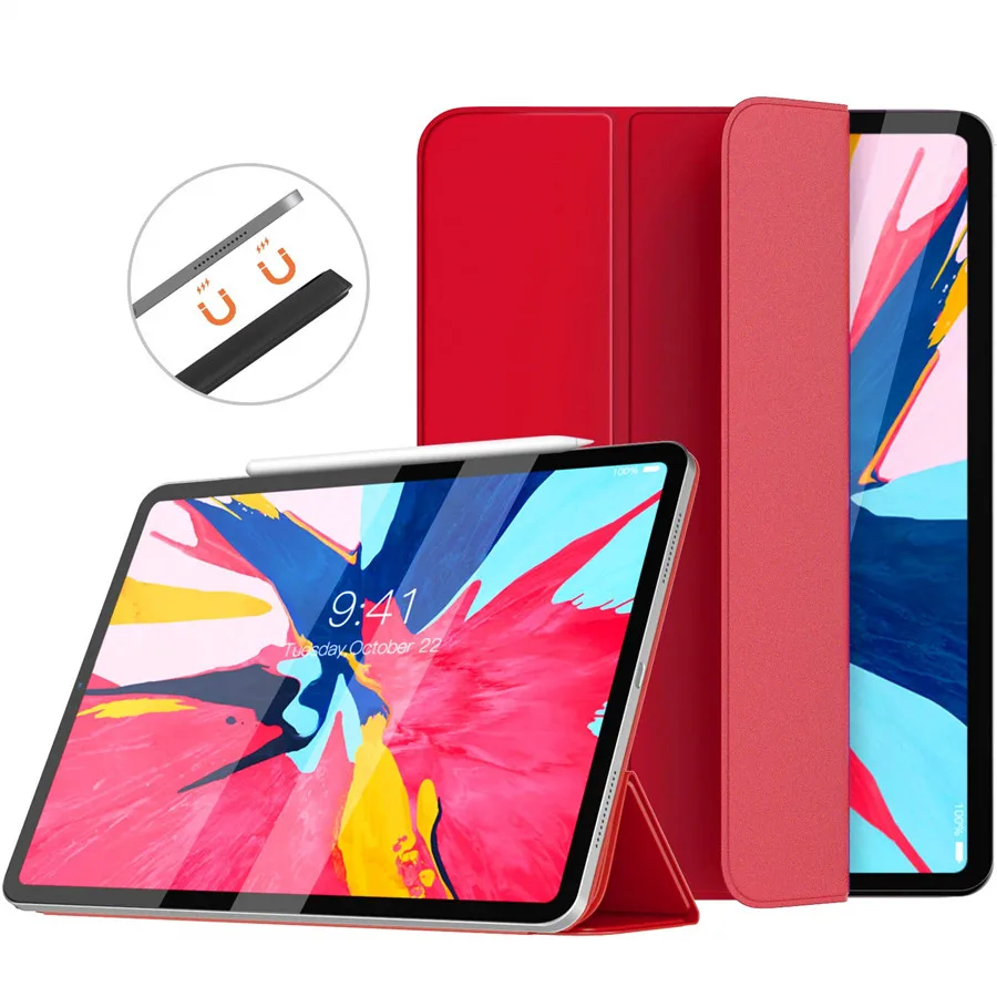 Красный Для iPad Pro 11 Чехол для iPad Pro Funda Магнитный ультра тонкий чехол для смарт-телефона для iPad 11 дюймов чехол с поддержкой беспроводной зарядки+ пленка - Цвет: Красный