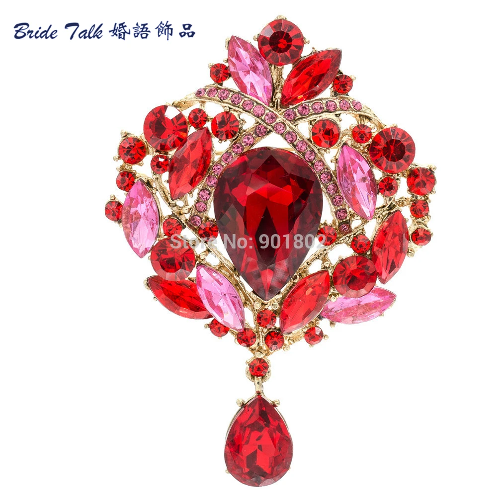 Винтажная брошь в форме капли Стразы с кристаллами булавка цветка женское