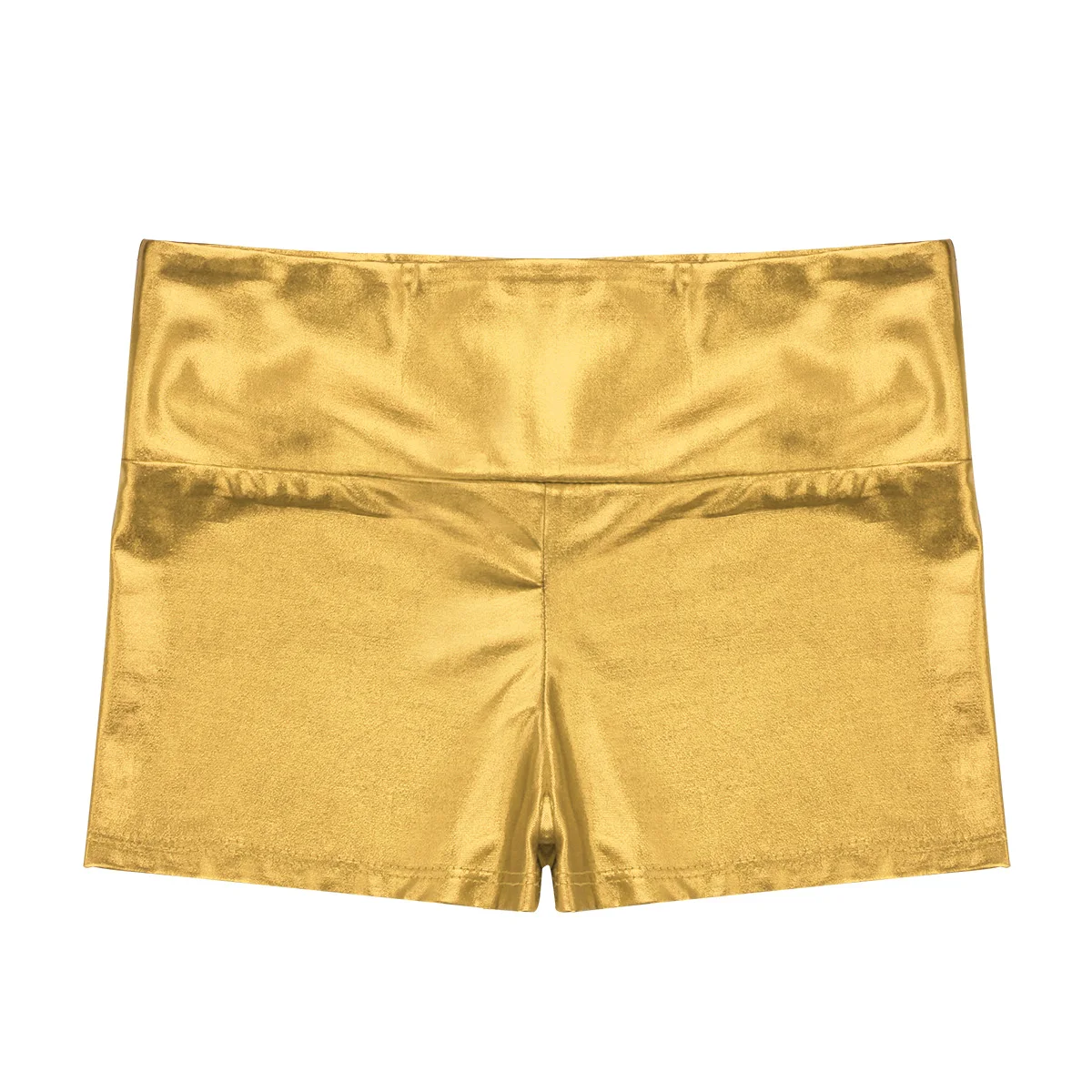 Kids Girls Shorts Metallic Shiny Stretchy High Waist Dance Shorts Bottoms Activewear Stylish Shorts for Sports Gymnastic Workout
