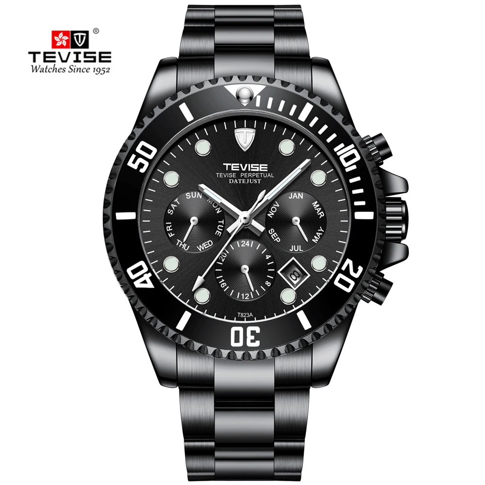 TEVISE full black Tevise автоматический часы Мужские механические часы Спорт Luxuty бренд водостойкий с автоподзаводом наручные часы Relogio Masculino подарочная коробка - Цвет: TEVISE full black