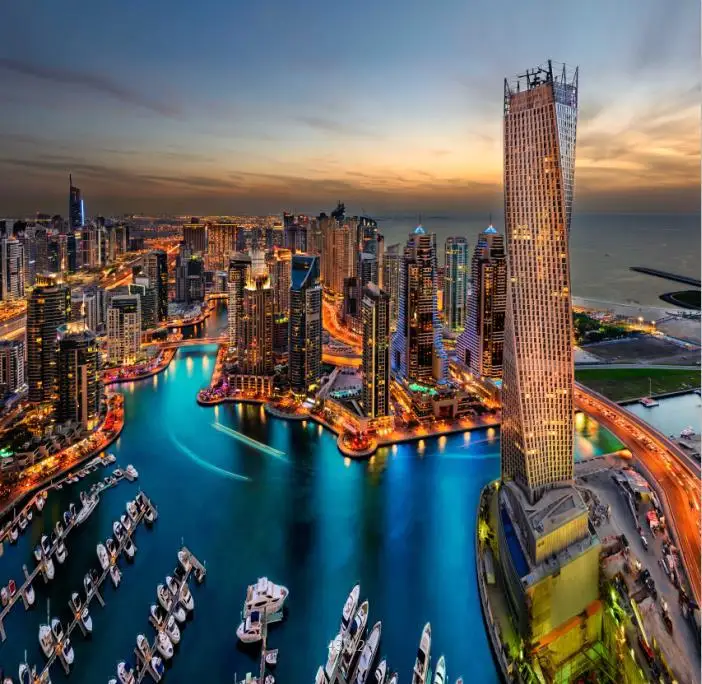 Стереоскопические 3d шторы с фото принтом Дубай морская ночь 3D печать