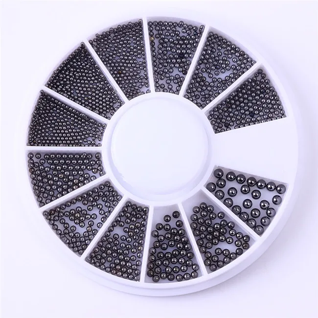 Black Beads DIY ногтей колесо Типсы Кристалл Сверкающие Стразы 3D дизайн ногтей украшение белый AB Цвет акриловое сверло - Цвет: Black Beads