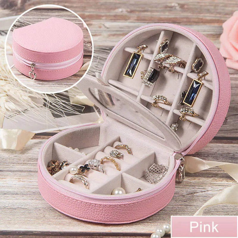 pink Женские мини серьги-гвоздики картонная коробочка для колец и украшений полезный органайзер для макияжа на молнии дорожная портативная шкатулка для ювелирных изделий Boite Bijoux - Цвет: pink