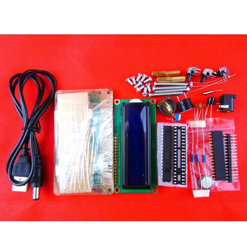 1 компл. 5 в LCD1602 многофункциональные электронные часы набор микроконтроллер 51 производство Diy наборы с Чехол