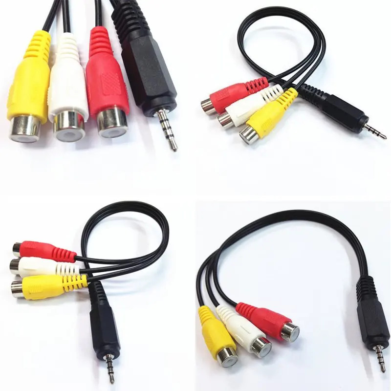 2 5 мм композитный AV аудио видео соединительный кабель Мужской до 3 RCA A56|Кабели VGA| |