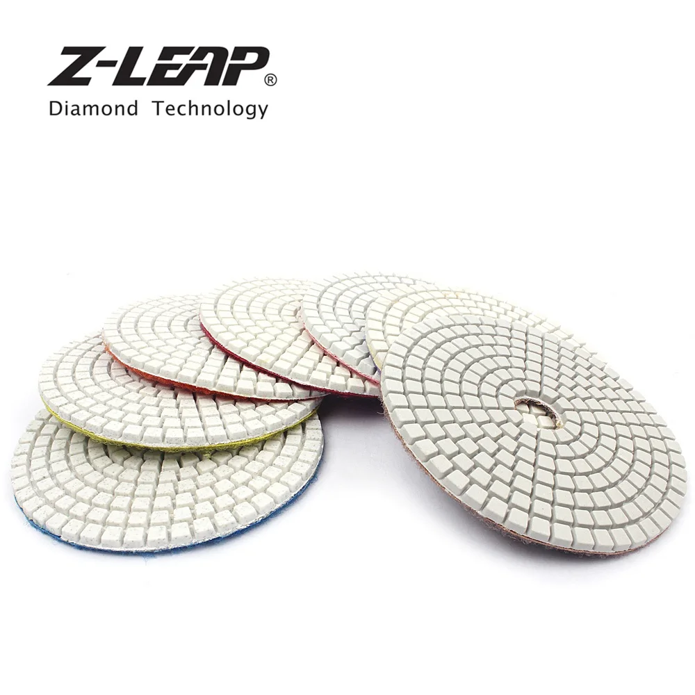 Z-LEAP " 7 шт. алмазная полировальная площадка 100 мм бетон гранит Мраморный шлифовальный диск для влажного использования белые абразивные инструменты для углового шлифовального станка