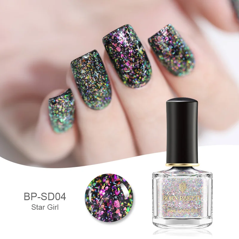 BPSD04 Born pretty, хамелеон Auroras Топ с блестками для масел, лака для ногтей яркий верхний слой Декоративный Лак для ногтей черная основа требуется маникюр - Цвет: BPSD04