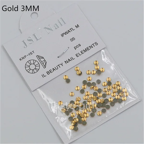 gold 3mm 100 шт круглые металлические 3D Стразы золотистого и серебристого цвета, блестящие украшения для ногтей, аксессуары для ногтей, ювелирные изделия, инструменты 2 мм 3 мм - Цвет: gold 3mm