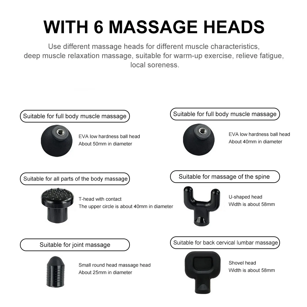 

Electronic Therapy Body Massage Gun High Frequency Vibrating Massage Gun for Body Relaxing Theragun with 6 Heads DIY