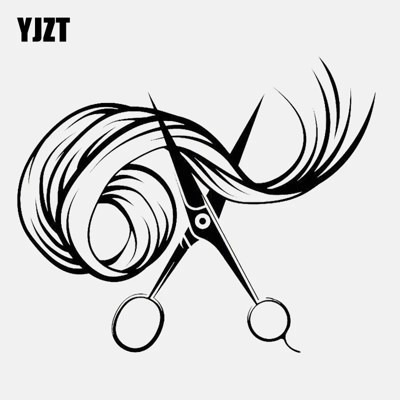 

YJZT 15.5CM*12.8CM Interesting Scissors Hair Beauty Salon Vinyl Decoration Car Sticker C22-0105