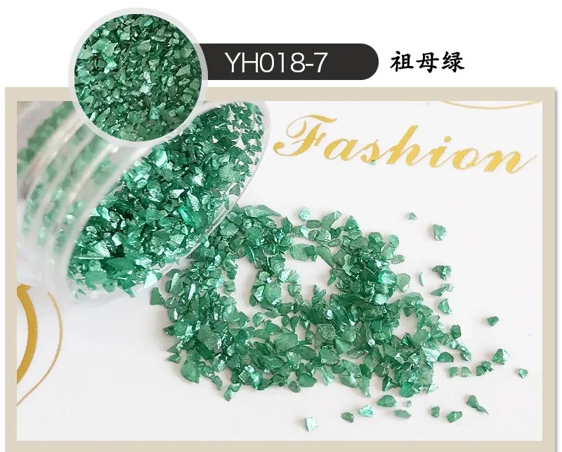 Peacock green 20 г/упак. 1,5-2 мм Одежда высшего качества Стекло семян ногтей бусы Шахта цвета: золотистый, серебристый Цвет ногтей измельченного Стекло камни Красота украшения - Цвет: Peacock green