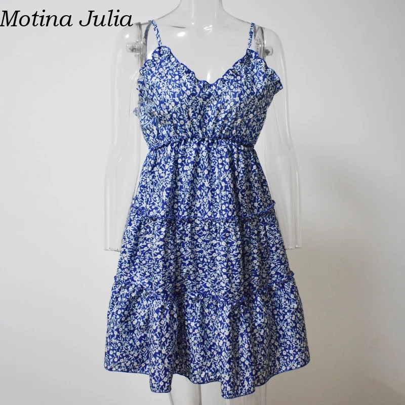 Motina Julia сексуальное платье с цветочным принтом короткое рюшами женские летние