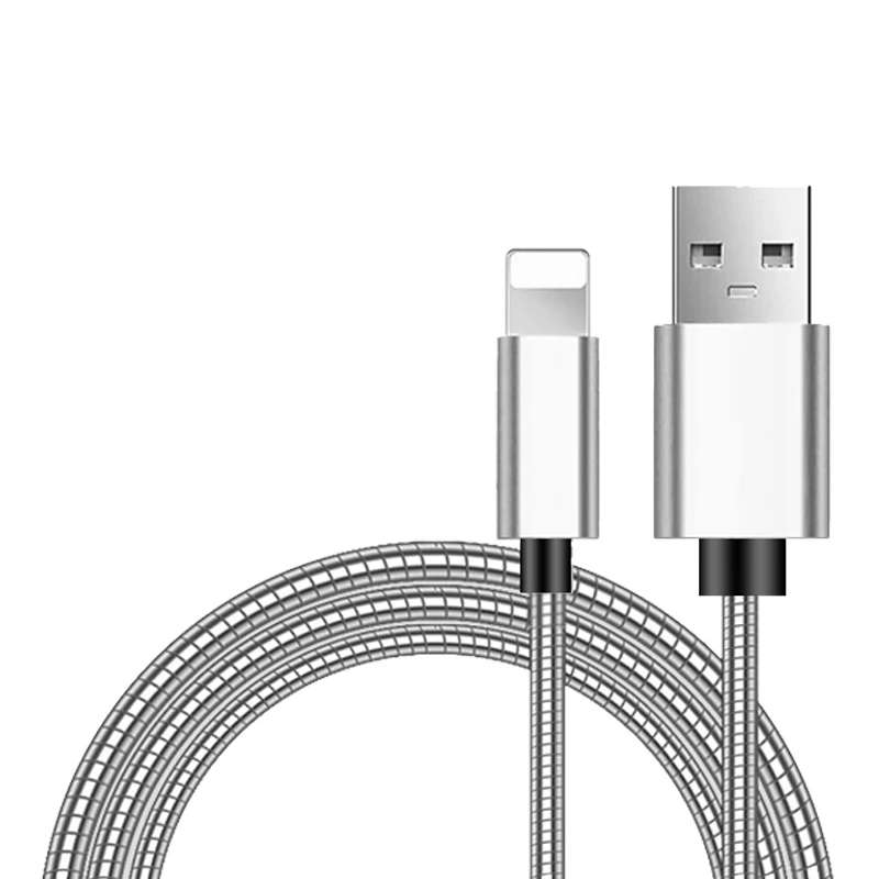 Металлическая пружина Micro USB синхронизации данных зарядное устройство для iPhone X Max 6 6s 7 plus 8 plus Дата-кабель для зарядки Выдвижной кабель USB2.0 - Цвет: Silver