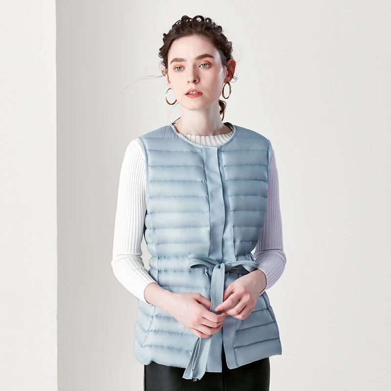 Outdoor Mid-length autumn and winter white duck down vest thin section slim for Women 004 | Спорт и развлечения