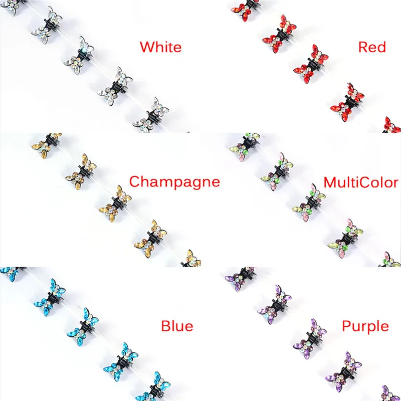 Newest 12PCS Shiny Butterfly Rhinestone Hair Claws Cute Hairpins Accessories |