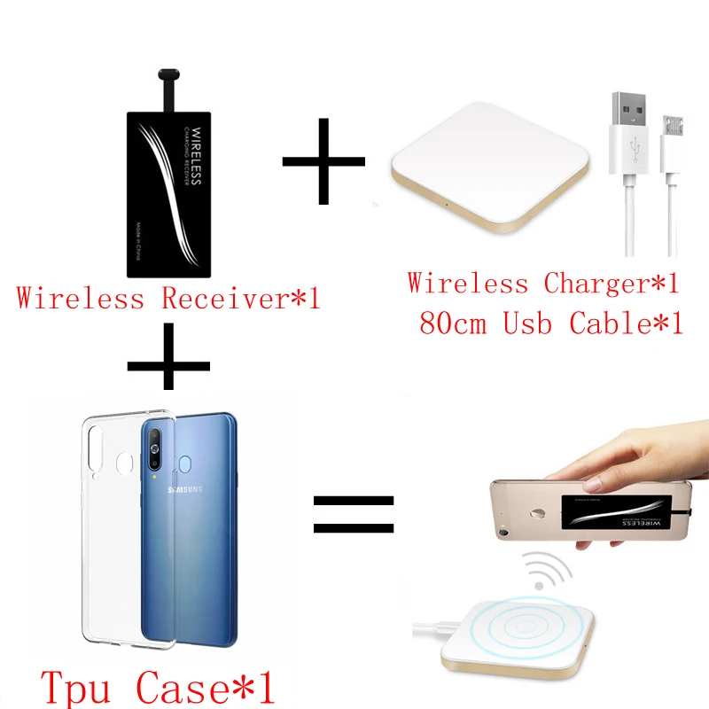 White Charger Qi Беспроводной Зарядное устройство для samsung Galaxy A50 A30 A10 Беспроводной приемное устройство для беспроводной зарядки мягкий чехол для зарядки Мощность банк чехол - Тип штекера: White Charger