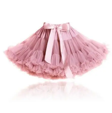 Rose Pink Buenos Ninos/Многослойные шифоновые юбки для девочек; регулируемая посадка на талии; однотонная юбка-пачка; юбка для танцев; рождественская юбка из фатина - Цвет: Rose Pink