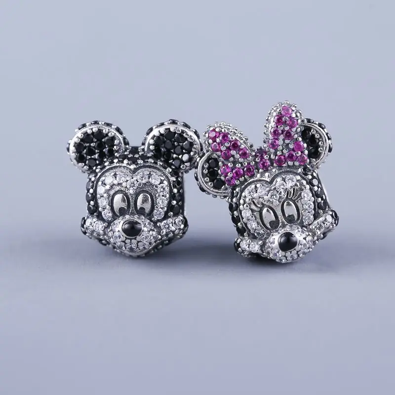 Подходит Pandora браслет серебряные бусины 925 пробы с прозрачный CZ камень Микки и Минни ювелирных изделий для женщин подарок