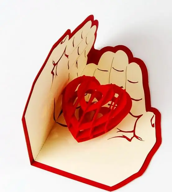 Подарок на день Святого Валентина любовь в руке 3D всплывающие поздравительные