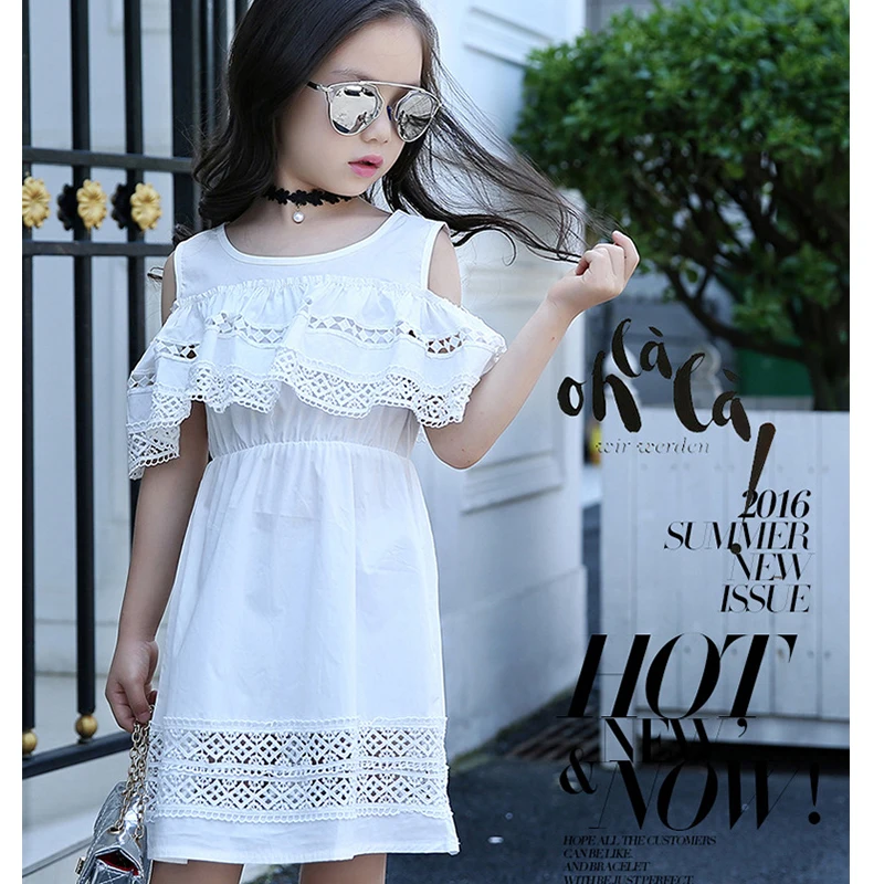 Детское летнее платье с кружевом для девочек новинка 2019 детская одежда хлопковое