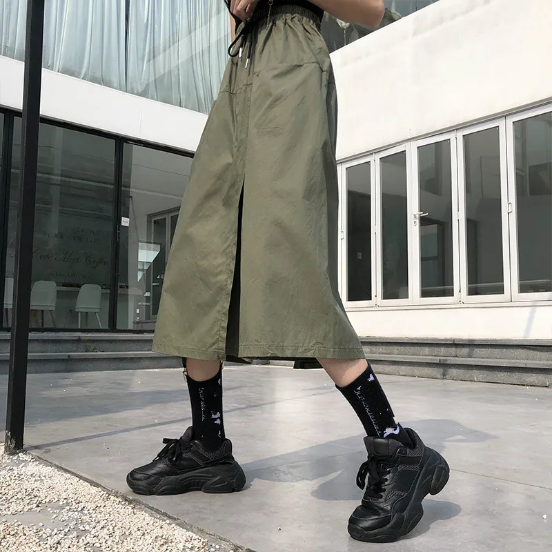 Woherb Harajuku широкие брюки Капри женские брюки с высокой талией уличная одежда летние корейские брюки карго Pantalones Mujer