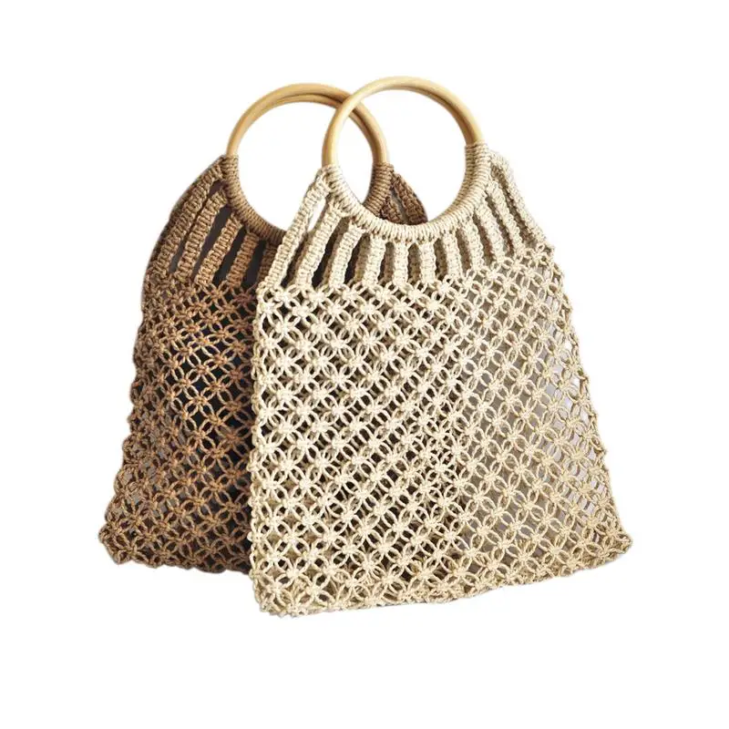 

Straw Braided Bag Summer Fashion Natural Women's Hand Bag Beach Outdoor Travel Handmade Totes Rattan Handbag Woven Storage Bags