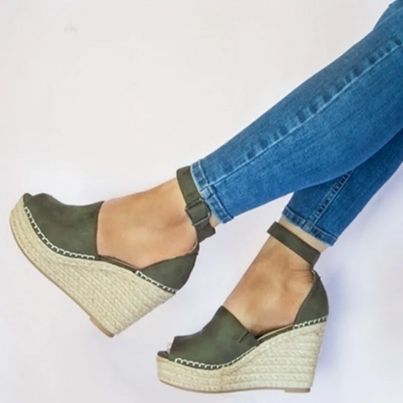 Женские сандалии на платформе Laamei летние туфли сабо танкетке Espadrilles