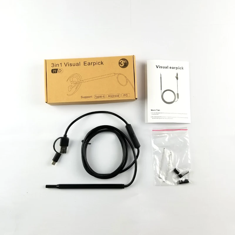 3 in 1 USB OTG Visual Ear Cleaning Endoscope Spoon Functional Diagnostic Tool Cleaner Android type-c Camera Pick | Безопасность и