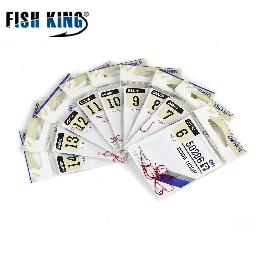 FISH KING 50 шт. рыболовный крючок SODE колючий рыболовный крючок из высокоуглеродистой стали изогнутый байхолдер рыболовные снасти AD острый Кольчатый крючок для ловли карпа
