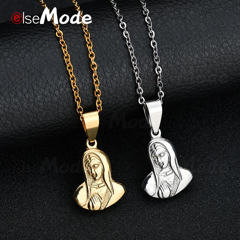 Женский кулон ELSEMODE Tiny Blessed Virgin Mary золотые католические украшения из нержавеющей