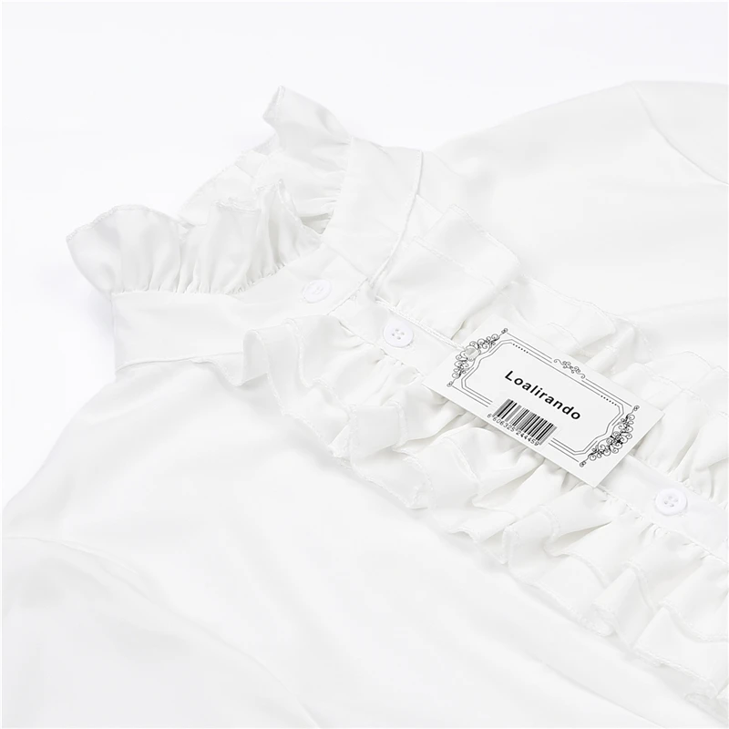 

New Elegant Women's Vintage Stand Collar Long Sleeve T Shirt Ruffles Button Tee Shirt Ladies Casual Solid Color Slim Tops