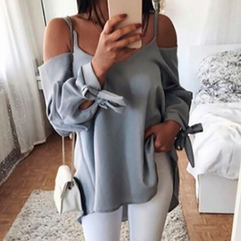 Женский топ Blusa 2019 женское сексуальное на завязках с открытыми плечами блузка