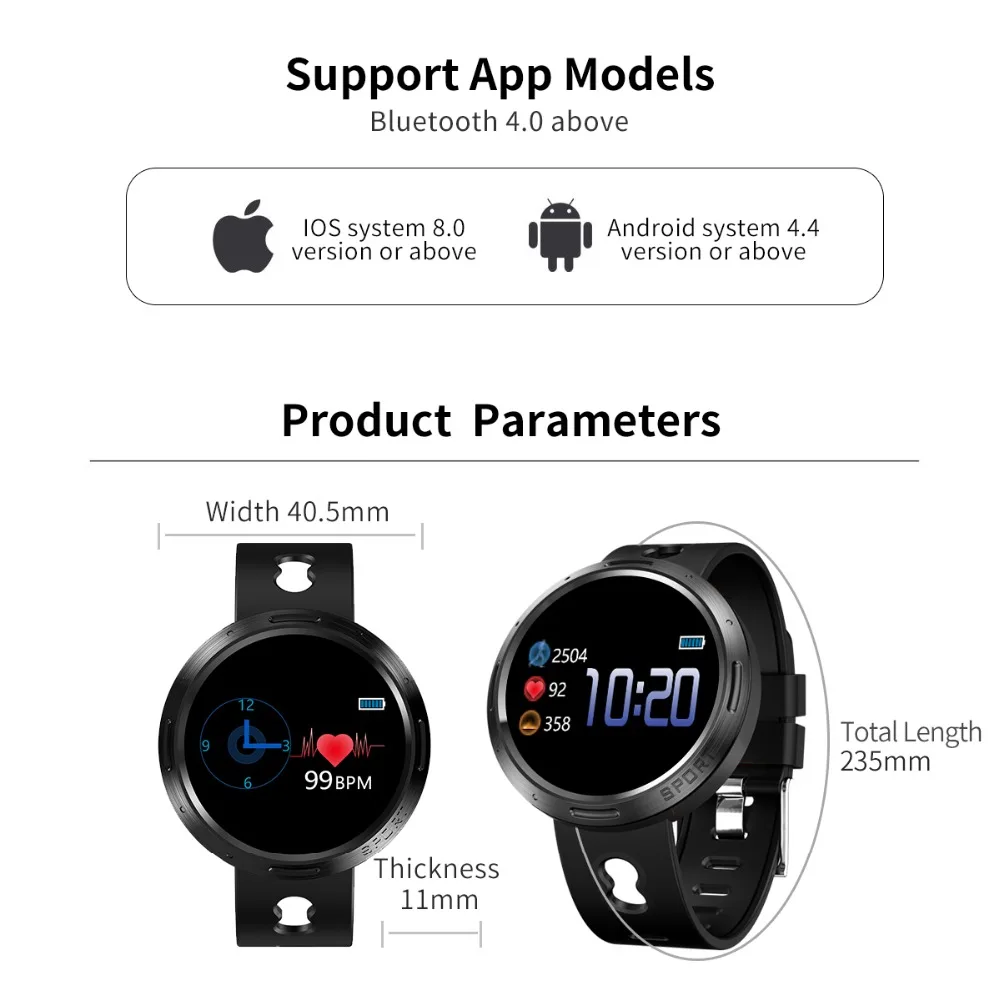 Bluetooth SmartWatch водонепроницаемые часы монитор сердечного ритма фитнес-трекер умные спортивные часы мужские и женские королевские браслеты для ios