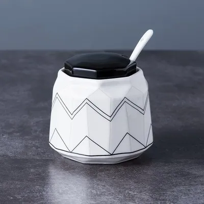 Kitchenware supplies ceramic marble spice jar sugar cans geometric pattern olive oil vinegar bottle kitchen cooking tools - Цвет: 1pcs-b