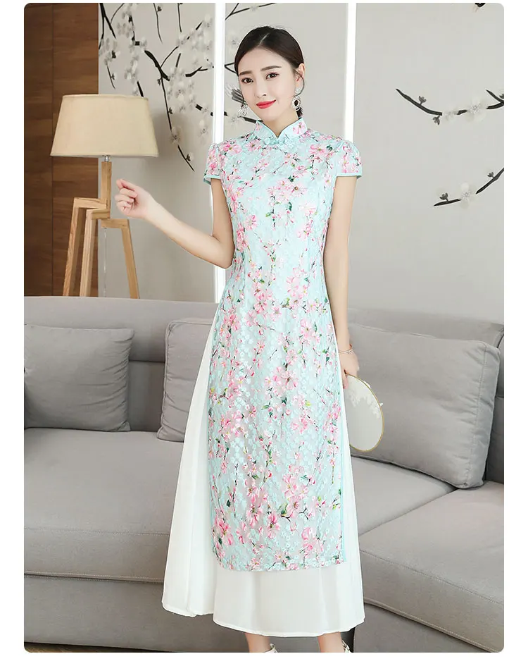 Китайское традиционное длинное Чонсам qiapo Vietnam Ao Dai платья для женщин