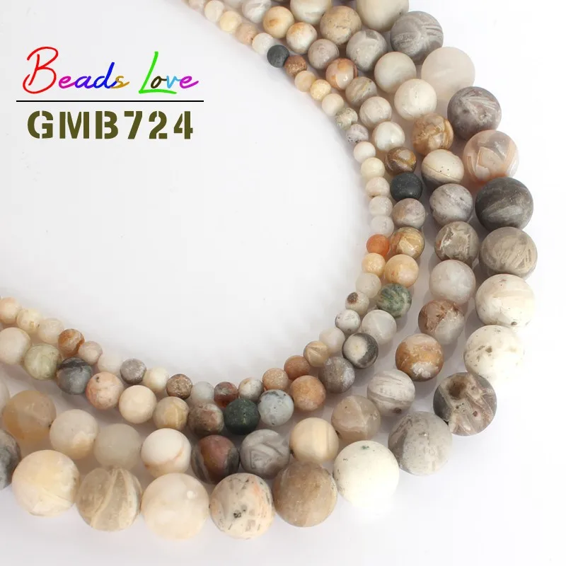 Bamboo Leaf Agate С тусклой полировкой, матовая Агаты Jada Круглые бусины для изготовления ювелирных изделий Натуральный камень браслет "сделай сам" Цепочки и ожерелья 4/6/8/10 мм 15'' - Цвет: Bamboo Leaf Agate