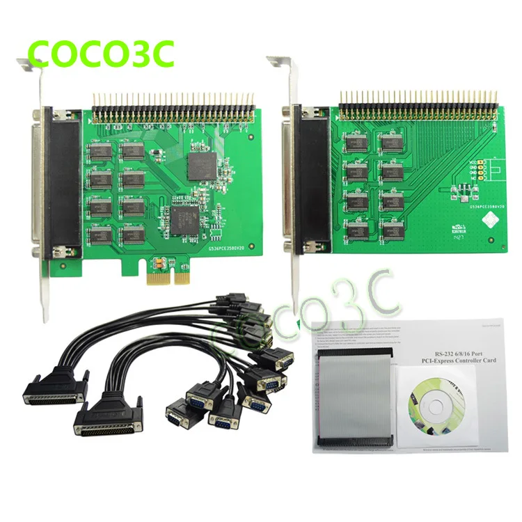 16 Ports RS-232 PCI Express controller card PCIe to multi Serial DB9 converter for Industrial automation XR17V358 Chipset | Компьютеры и
