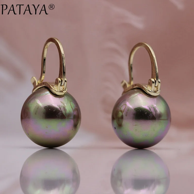 PATAYA, новинка, круглые, имитация жемчуга, длинные серьги, 585, розовое золото, женские вечерние, подарок, хорошее ювелирное изделие, простые серьги-подвески большого размера