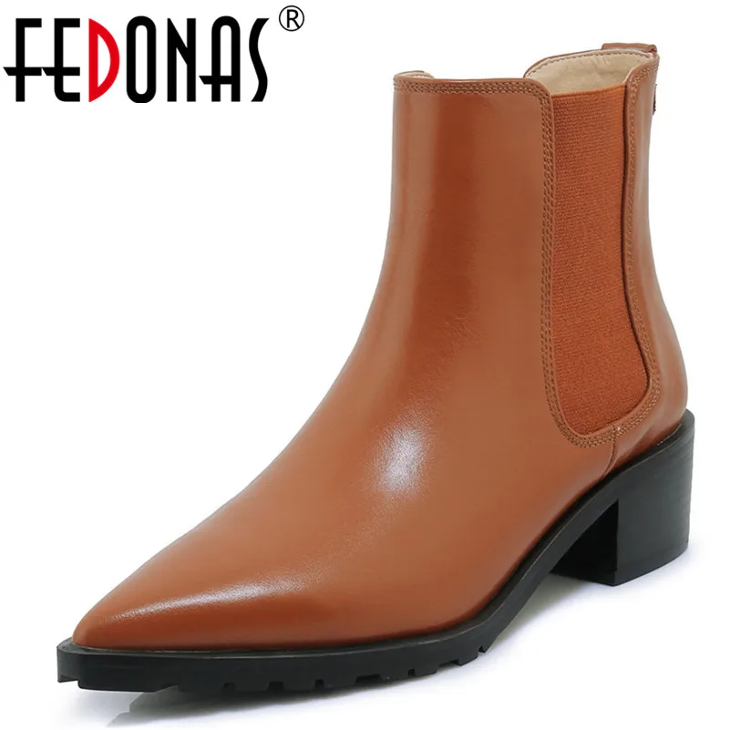 Женские ботинки FEDONAS классические офисные Ботинки на высоком каблуке с острым