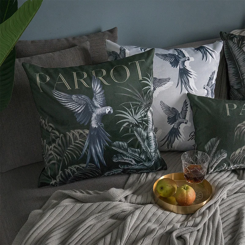 Плотная хлопковая льняная наволочка для подушки в стиле джунглей тропическая