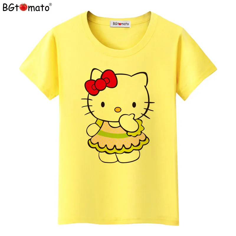 BGtomato hello kitty, милые футболки с героями мультфильмов, женская летняя классная одежда, брендовые Топы хорошего качества, удобные повседневные рубашки
