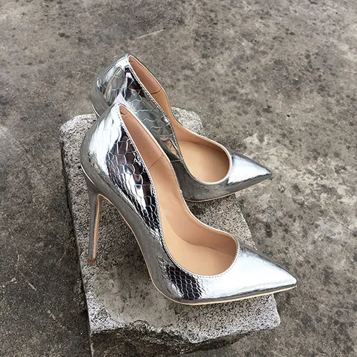 Silver 10cm Heels Veowalk/брендовые весенние женские пикантные туфли на очень высоком каблуке-шпильке; женские свадебные туфли с острым носком золотого цвета - Цвет: Silver 10cm Heels